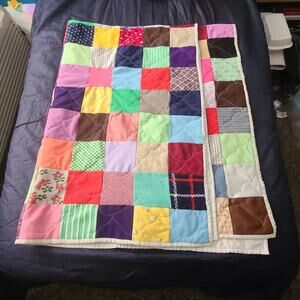 vintage  handmade quilt topper full square block poly opper full square block
